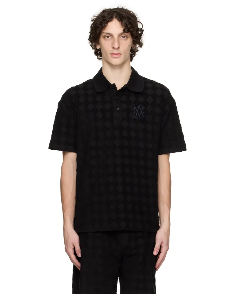 Amiri Black MA Quad Toweling Polo Black