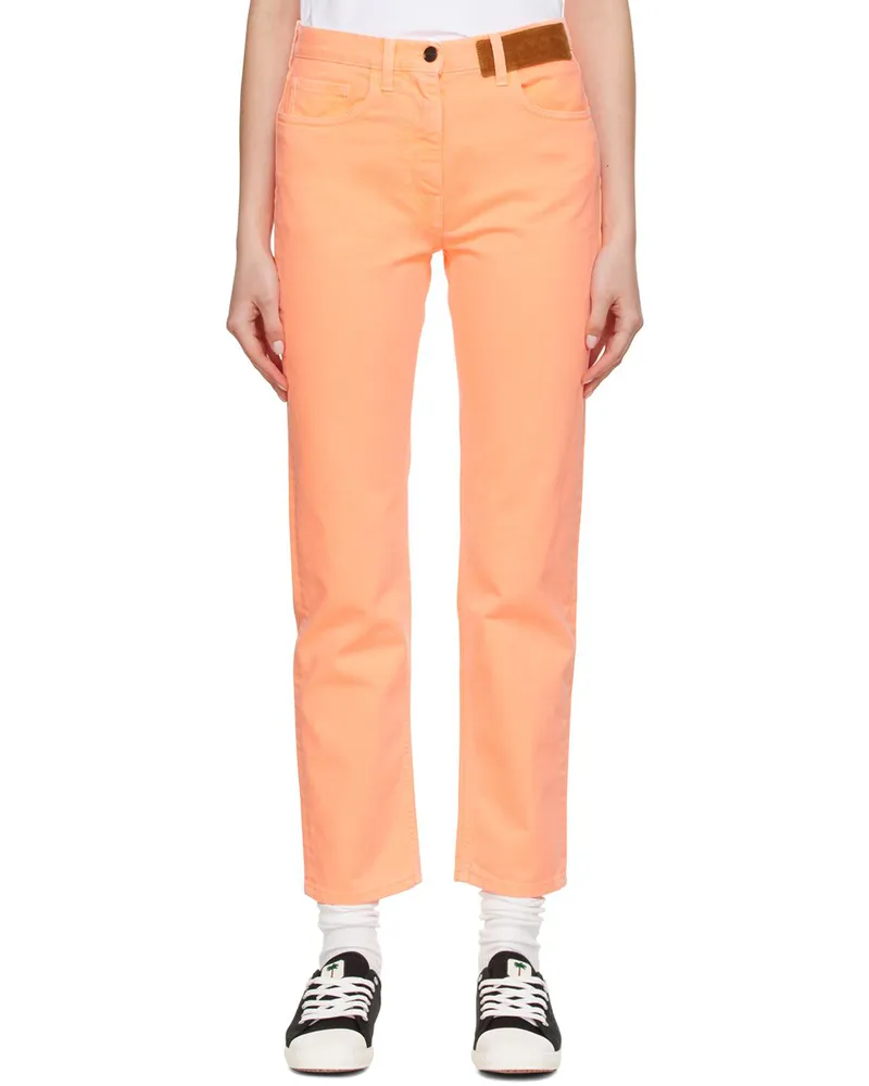 Palm Angels Orange Faded Jeans Orange