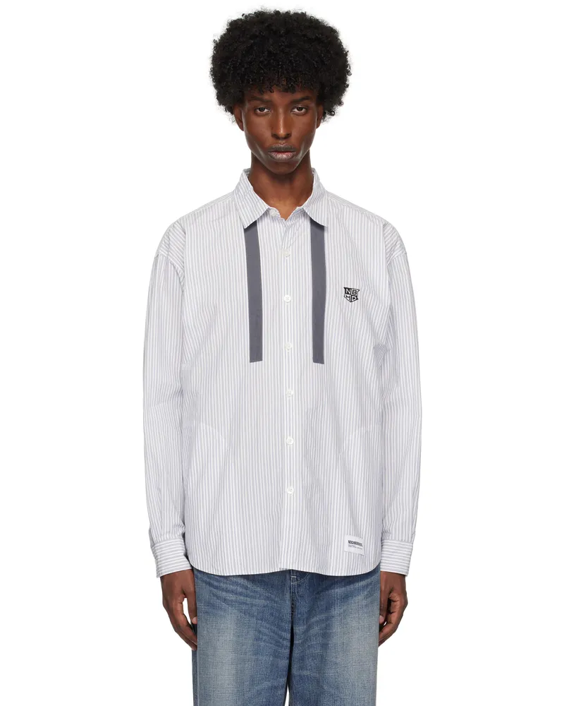 Neighborhood White & Blue Tie LS Shirt A