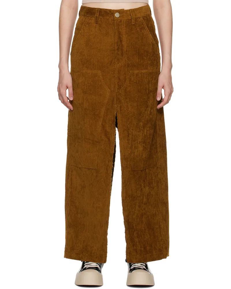 Meryll Rogge Brown Vented Midi Skirt Camel
