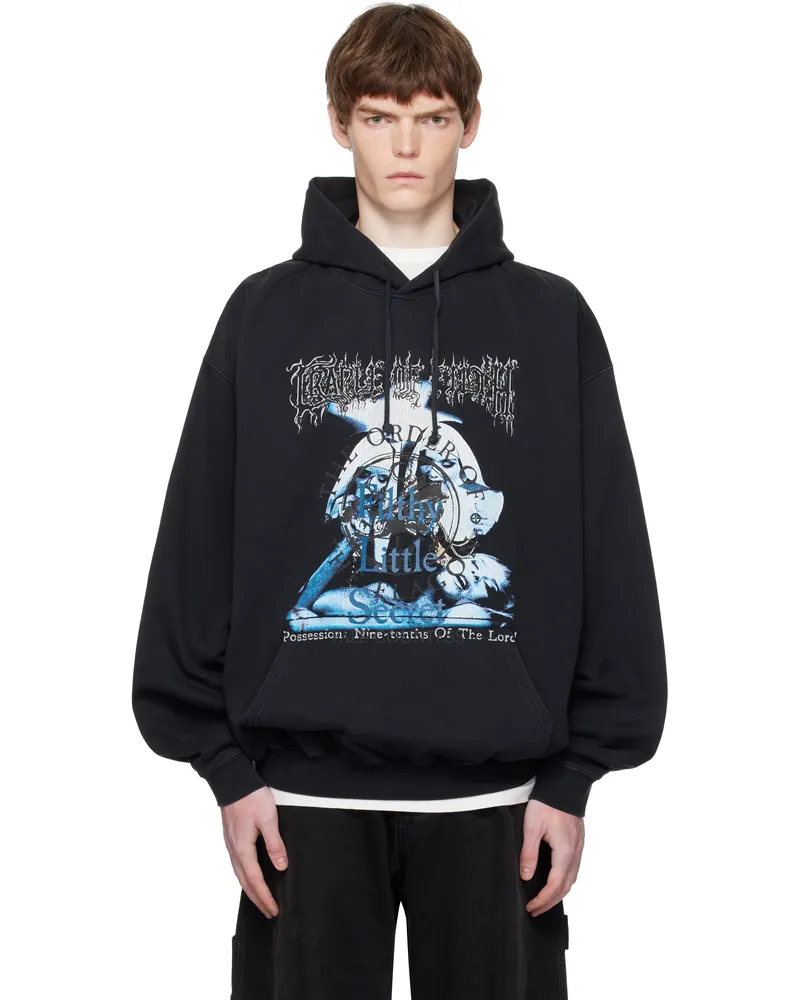 VETEMENTS Black 'Filthy Secret' Oversized Hoodie Washed
