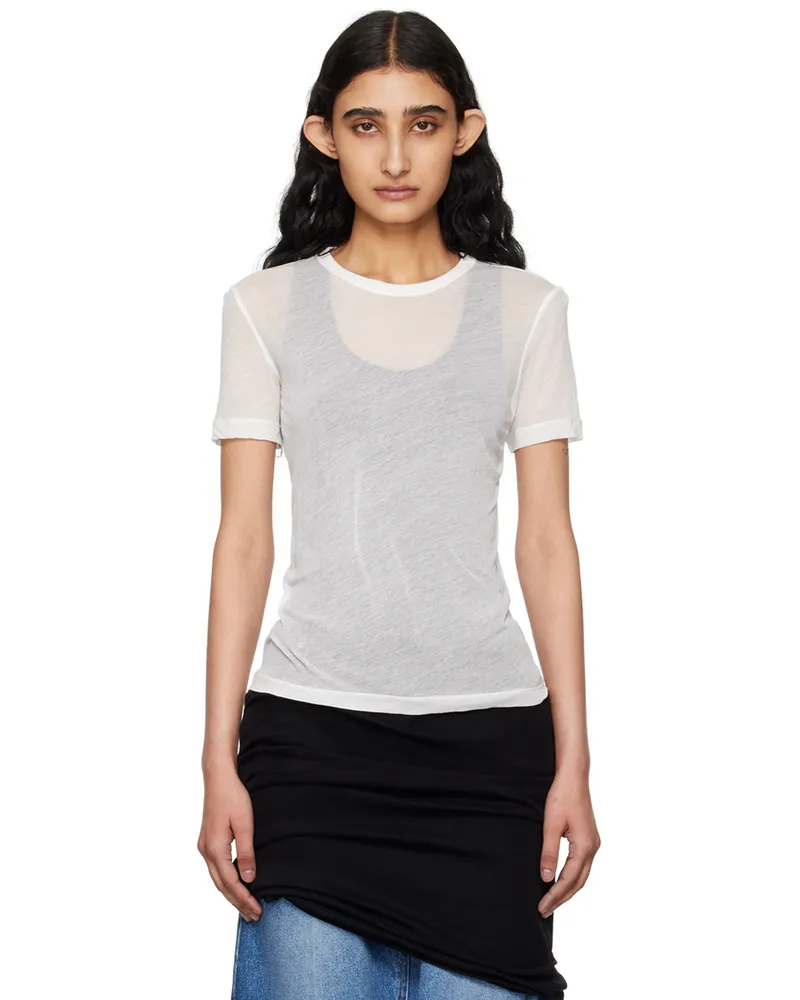 Helmut Lang White Sheer T-Shirt White