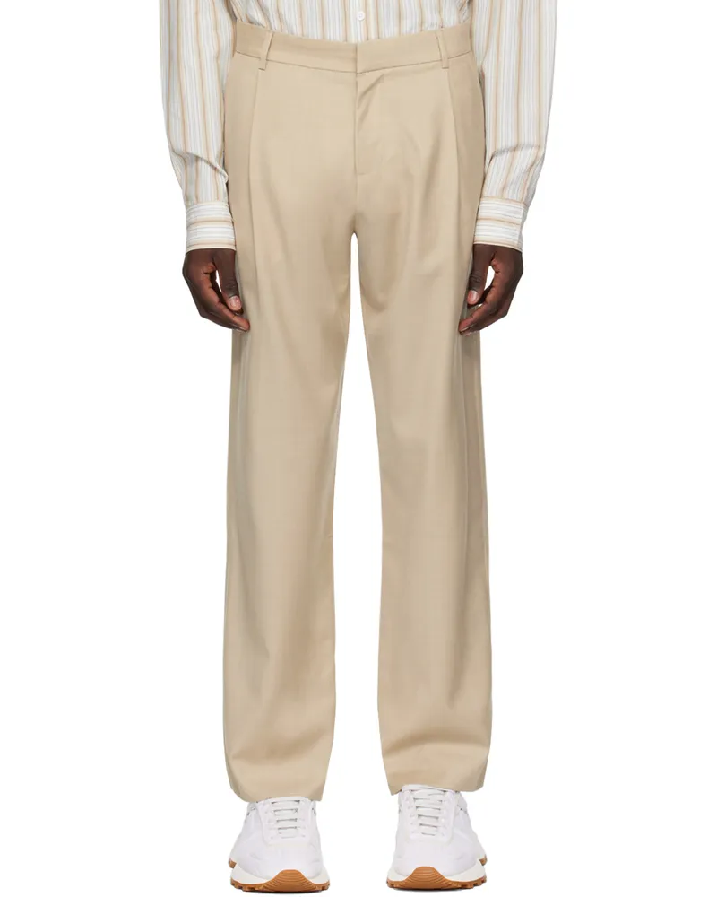 Wynn Hamlyn Beige Pleat Trousers Wheat