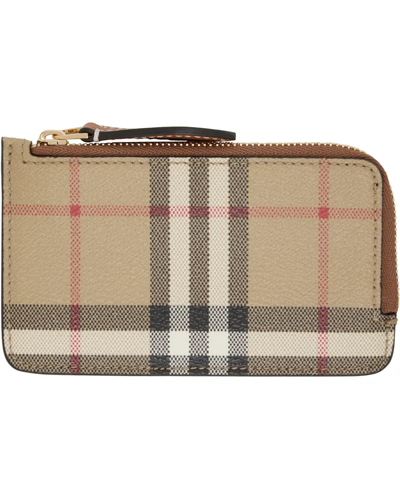 Burberry Beige Check Zip Card Holder Vntg