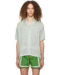 RHUDE Off-White & Green Cravat Shirt Teal