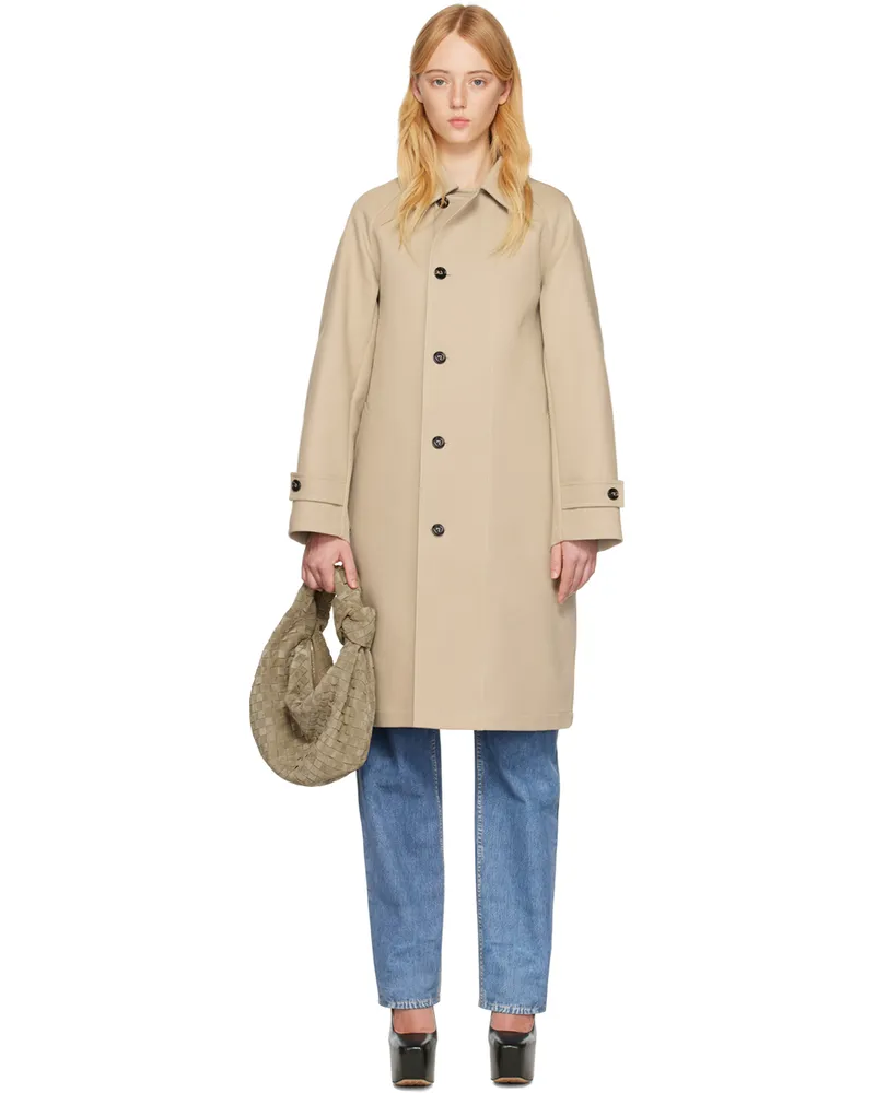 Bottega Veneta Beige Spread Collar Coat 9881