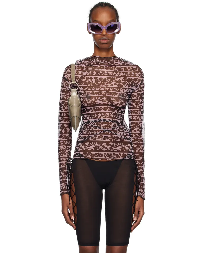 Charlotte Knowles Pink & Black Clavicle Blouse Pink