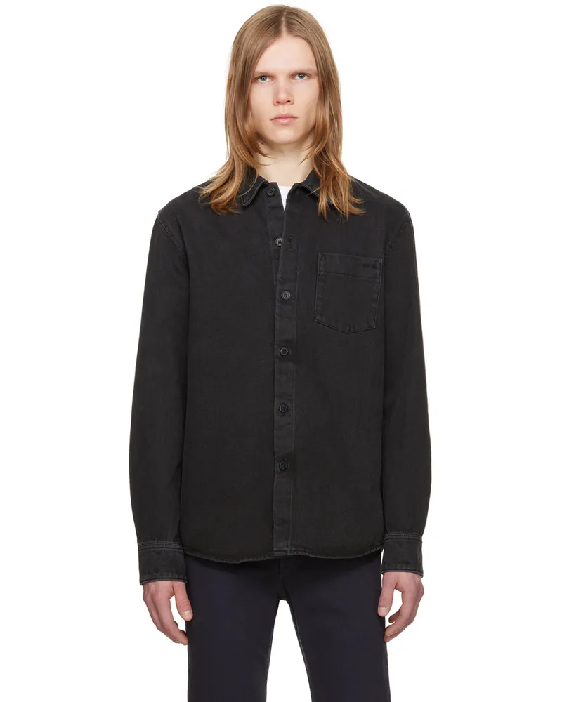 A.P.C. Black Vittorio Brodée Denim Shirt Lze