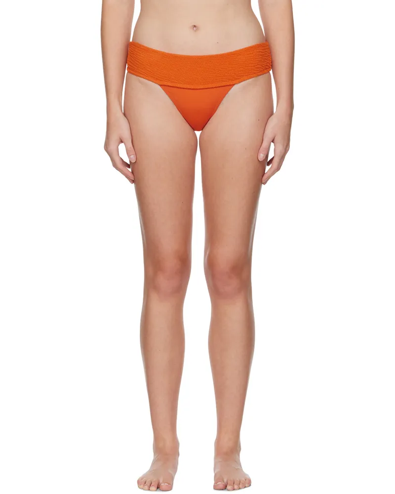 Fleur Du Mal Orange Smocked Bikini Bottoms 072