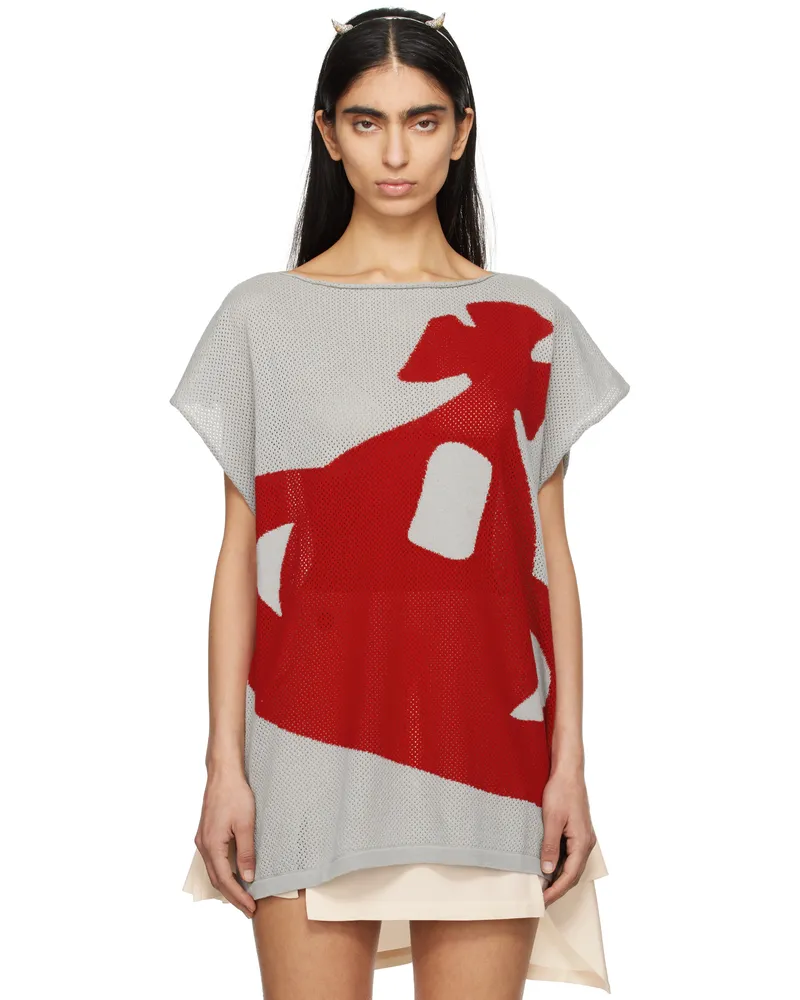 Vivienne Westwood Gray Intarsia Pixel Orb Beach T-shirt P401