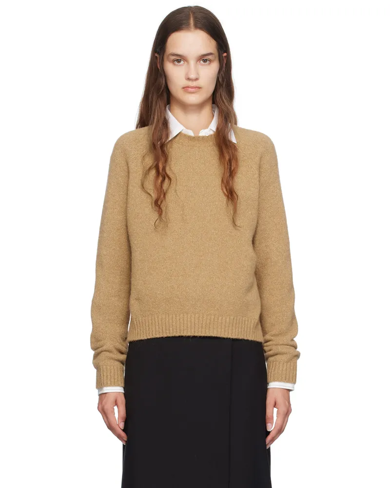HUGO BOSS Beige Crewneck Stretch Sweater 260