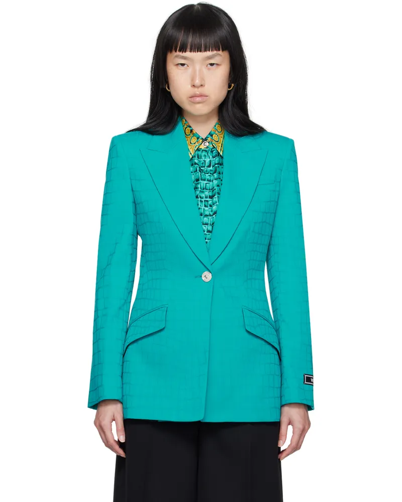 Versace Blue Jacquard Blazer 1gi70-glacier
