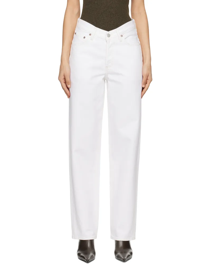 AGOLDE White V-Waist Baggy Jeans Milkshake