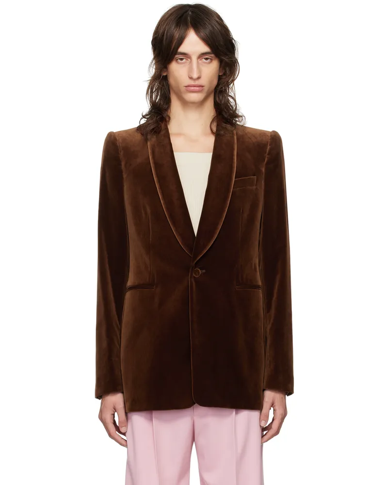 Dries van Noten Brown Shawl Lapel Blazer 703
