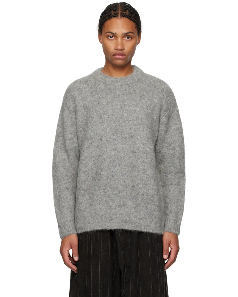 AMOMENTO Gray Alpaca Round Neck Sweater Grey