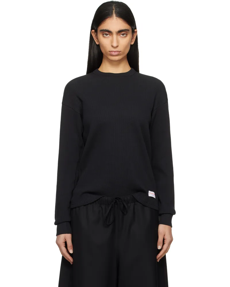 Alexander Wang Black Cotton Waffle Thermal T-shirt 001