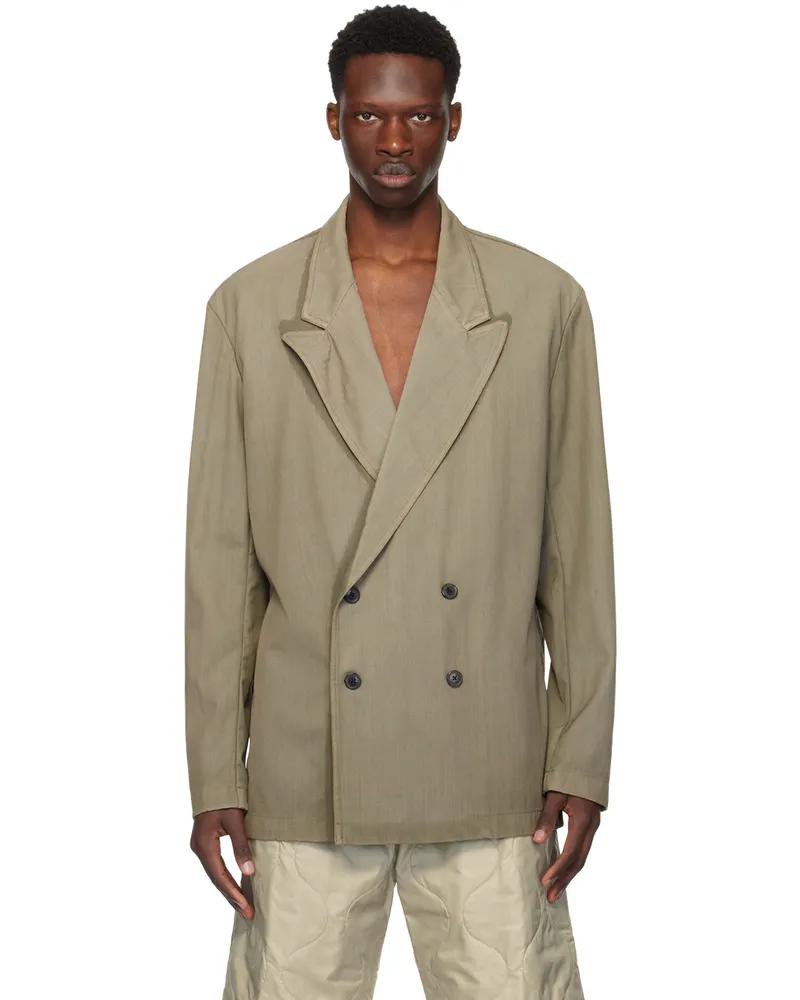 Dries van Noten Gray Double-Breasted Blazer 802