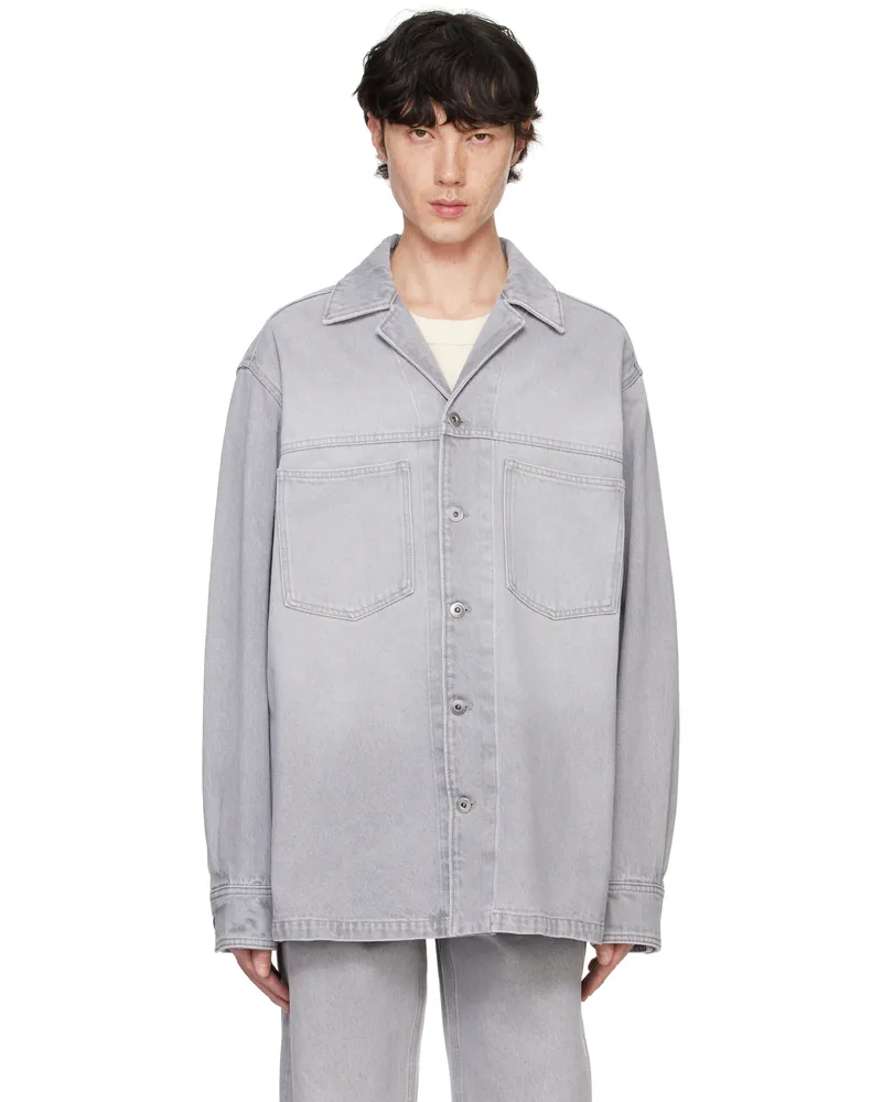 Bottega Veneta Gray Washed Denim Shirt Light