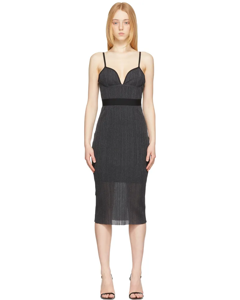 Hervé Léger Black & Grey Bustier Dress Black