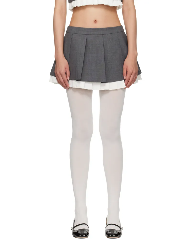 SHUSHU/TONG Gray Ruffled Pleat Miniskirt Gr100