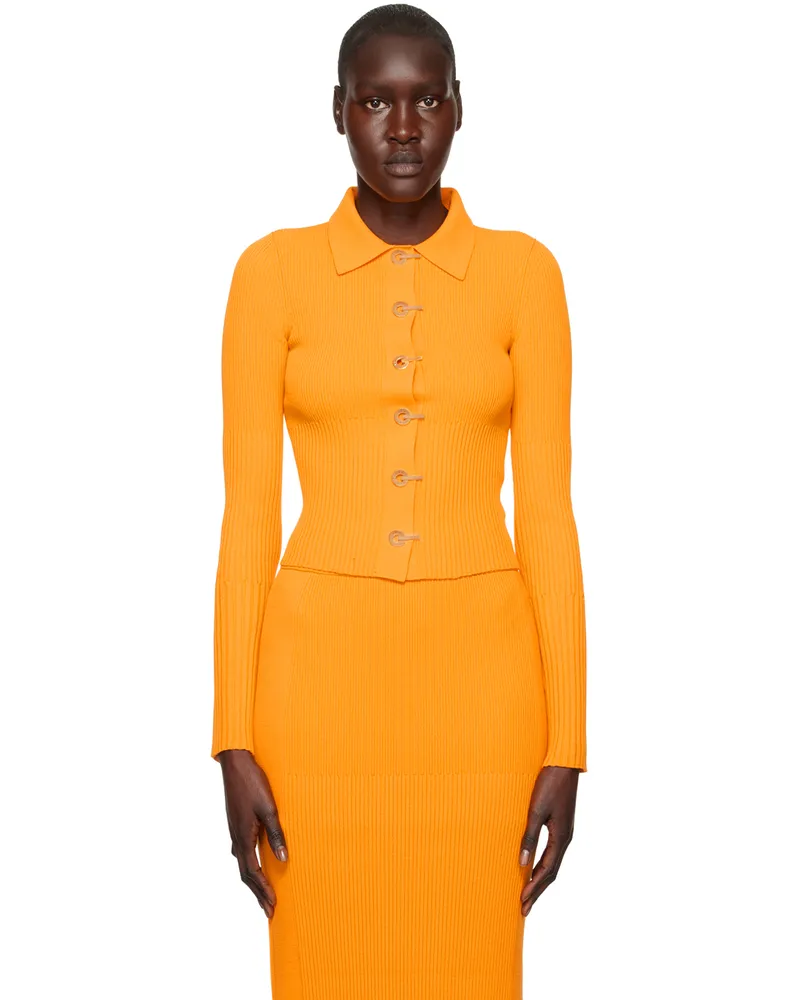 Dion Lee Yellow Gradient Rib Cardigan Amber