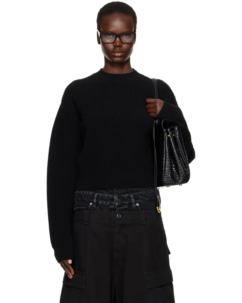 Balenciaga Black Cropped Wool Sweater 1000