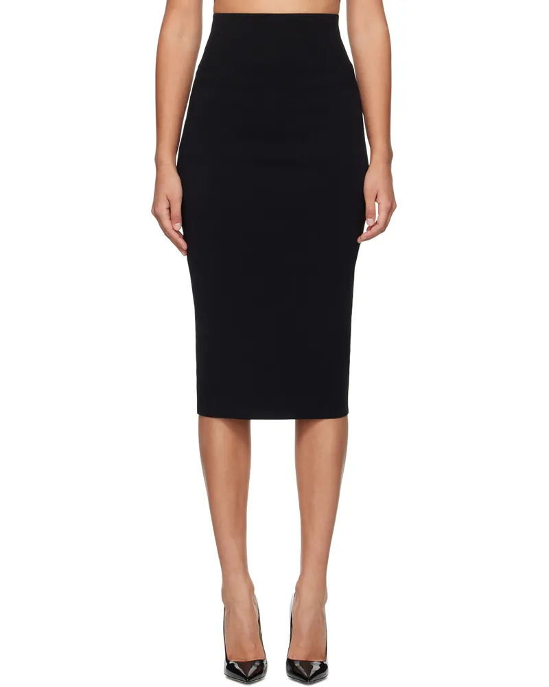 Victoria Beckham Black Fitted Midi Skirt Black
