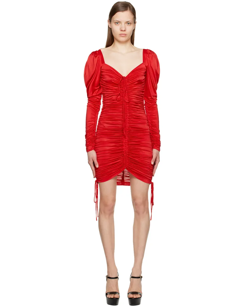 Dolce & Gabbana Red Ruching Minidress R0365