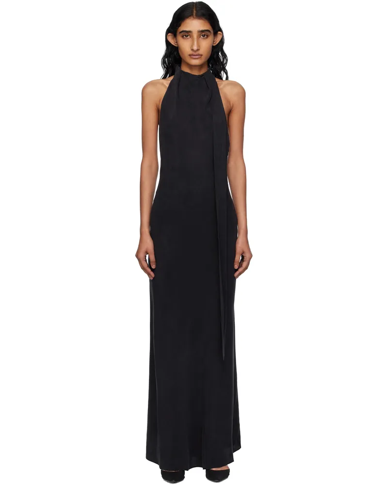 St. Agni Black Bias Scarf Maxi Dress Black