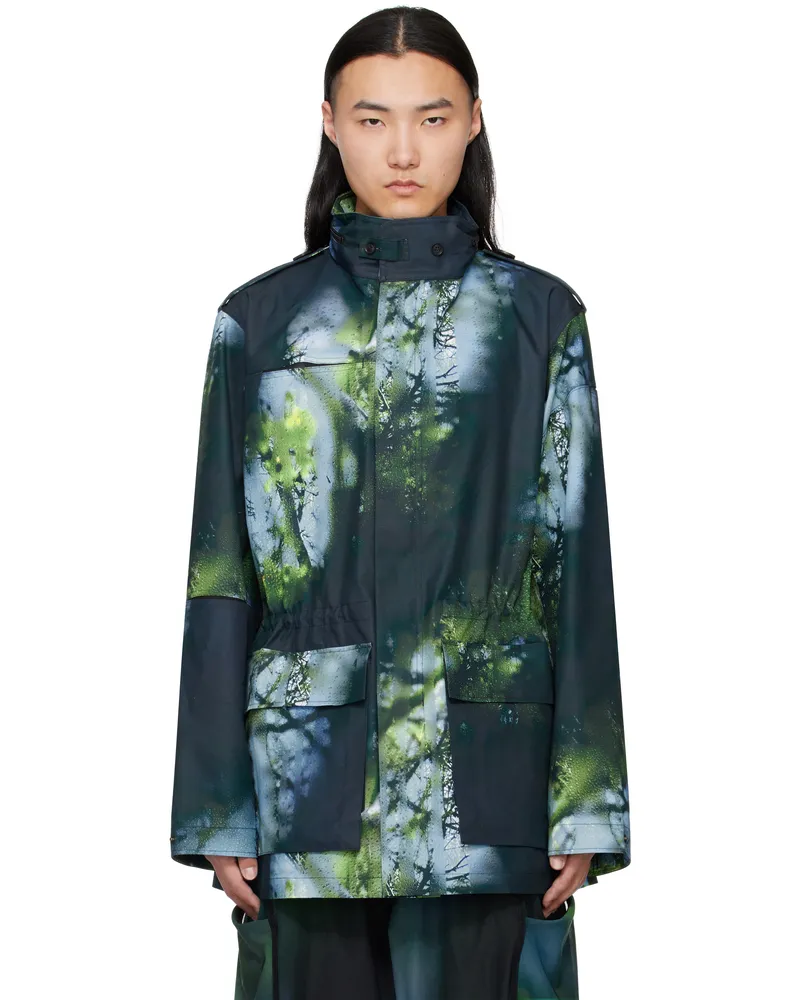 Y-3 Green & Blue AOP Field Jacket Multicolour