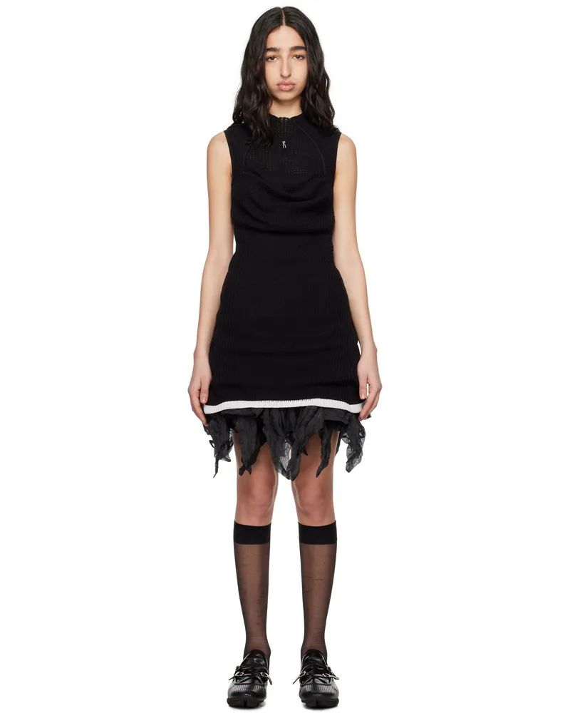 KIKO KOSTADINOV Black Vecto Knit Tunic Minidress Phantom