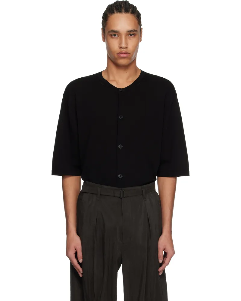 Christophe Lemaire Black Button Short Sleeve Shirt Bk999