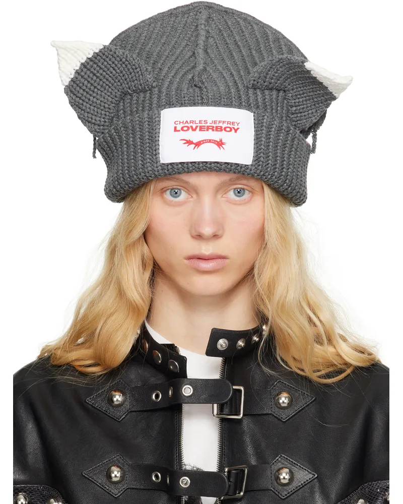 Charles Jeffrey Loverboy Gray Chunky Ears Beanie Raccoon