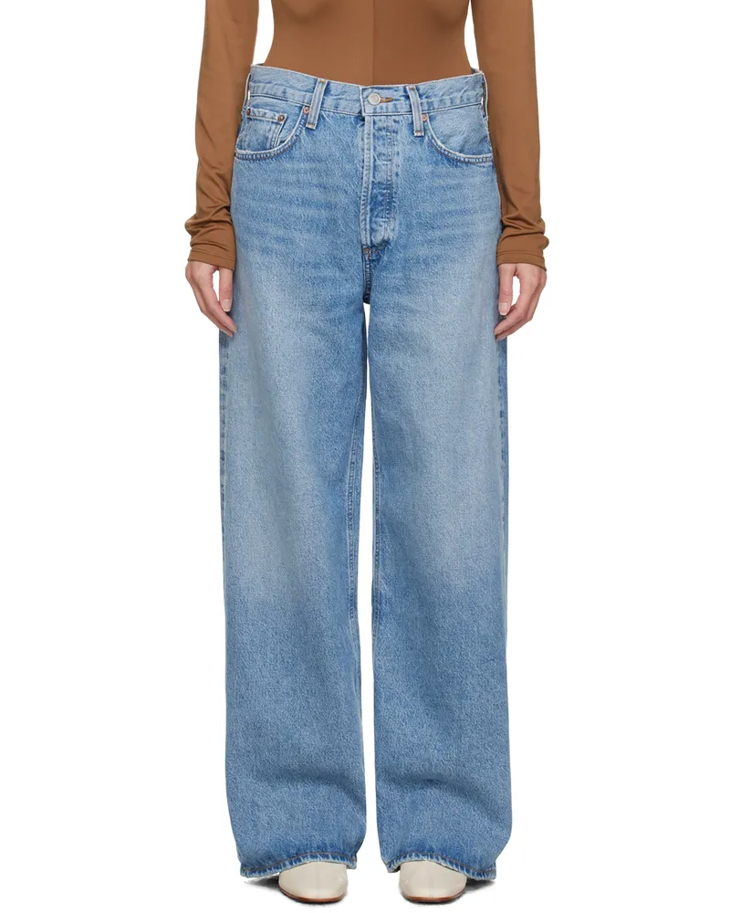 AGOLDE Blue Low Slung Baggy Jeans Libertine