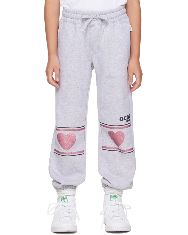 GCDS Kids Gray Hearts Lounge Pants Grey