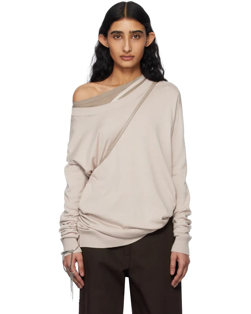 Ann Demeulemeester Beige Helle High-Comfort Sweater 034