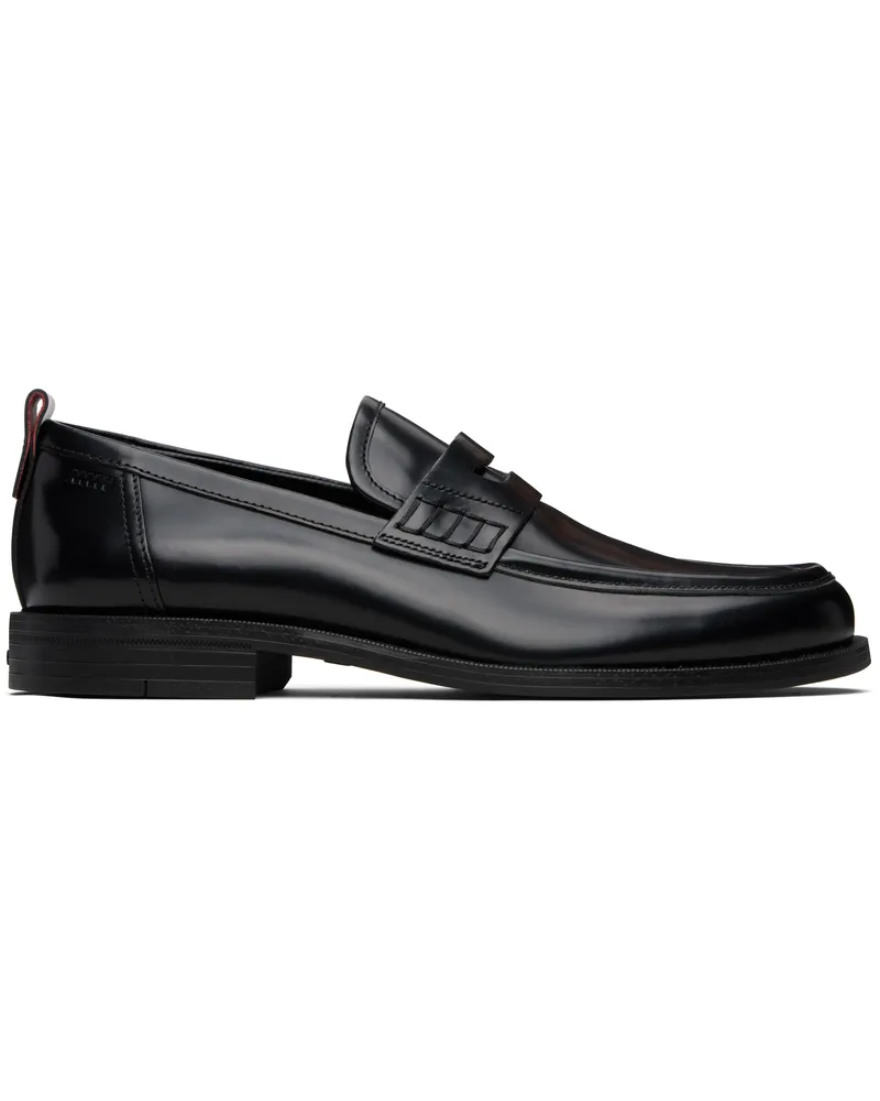 HUGO BOSS Black Rubber-Sole Leather Loafers 001-black