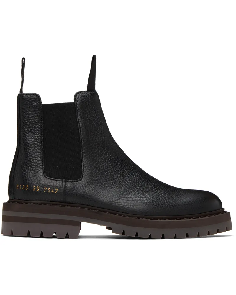 Common Projects Black Leather Chelsea Boots 7547