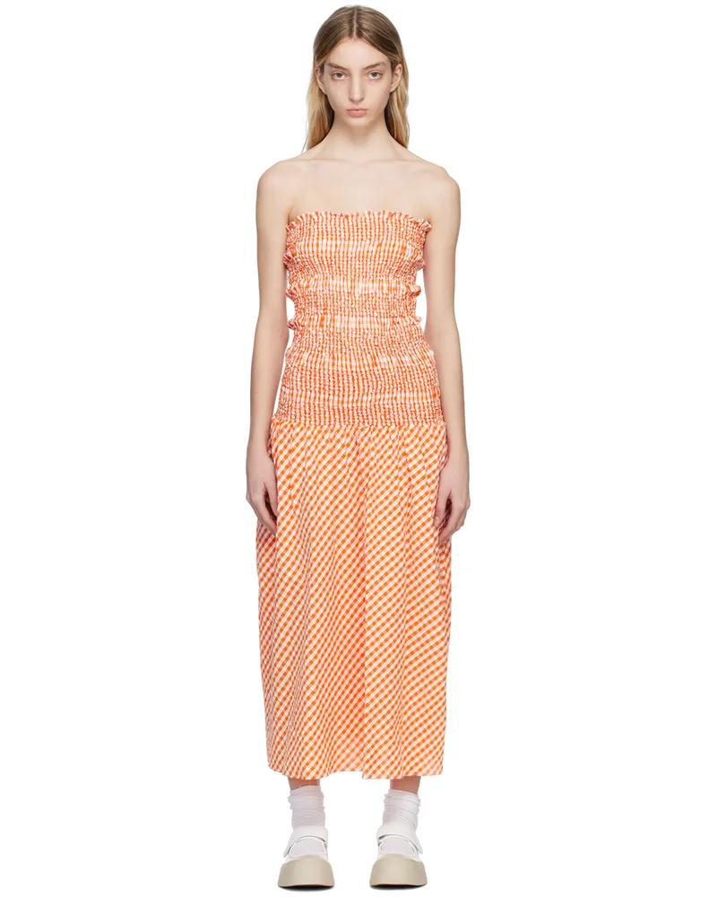 Kenzo Orange & White Kenzo Paris Check Midi Dress 17