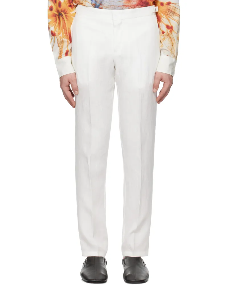 Orlebar Brown White Griffon Italian Linen Trousers White