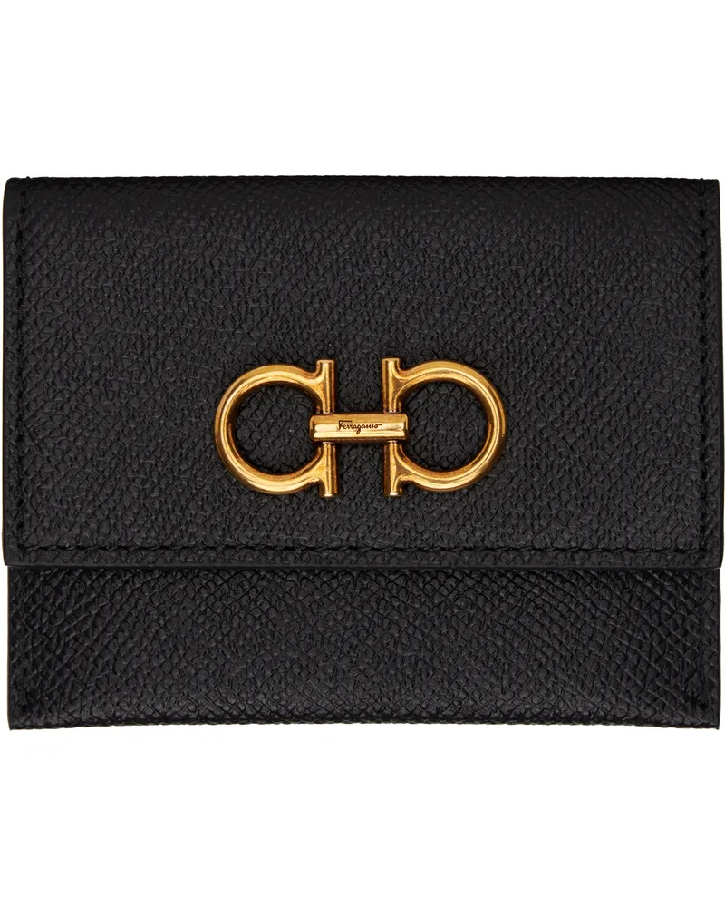 Ferragamo Black Gancini Credit Card Holder 001