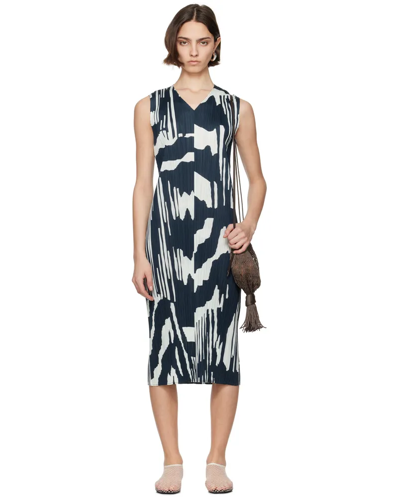 Issey Miyake Navy & Green Refraction Maxi Dress 77