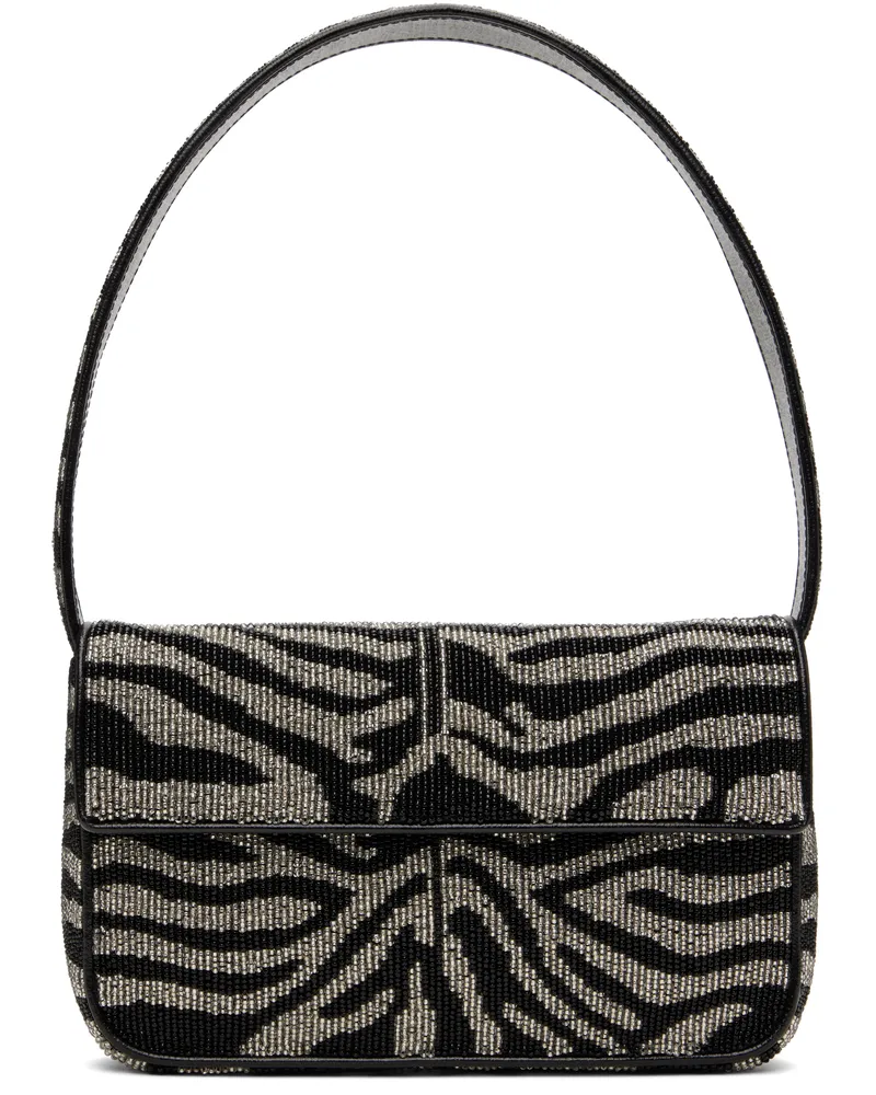 STAUD Black & White Tommy Beaded Bag Bkwh