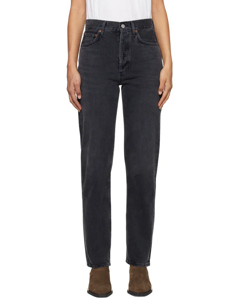 AGOLDE Black 90's Pinch Waist High Rise Straight Jeans Hitch