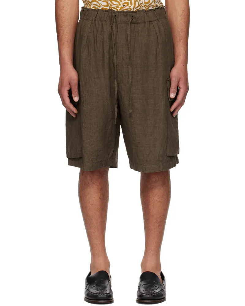 Kaptain Sunshine Brown Drawstring Cargo Shorts Brown