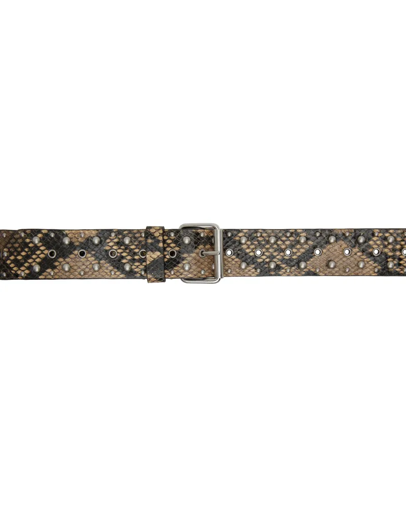 Dries van Noten Beige & Black Studded Leather Belt 103
