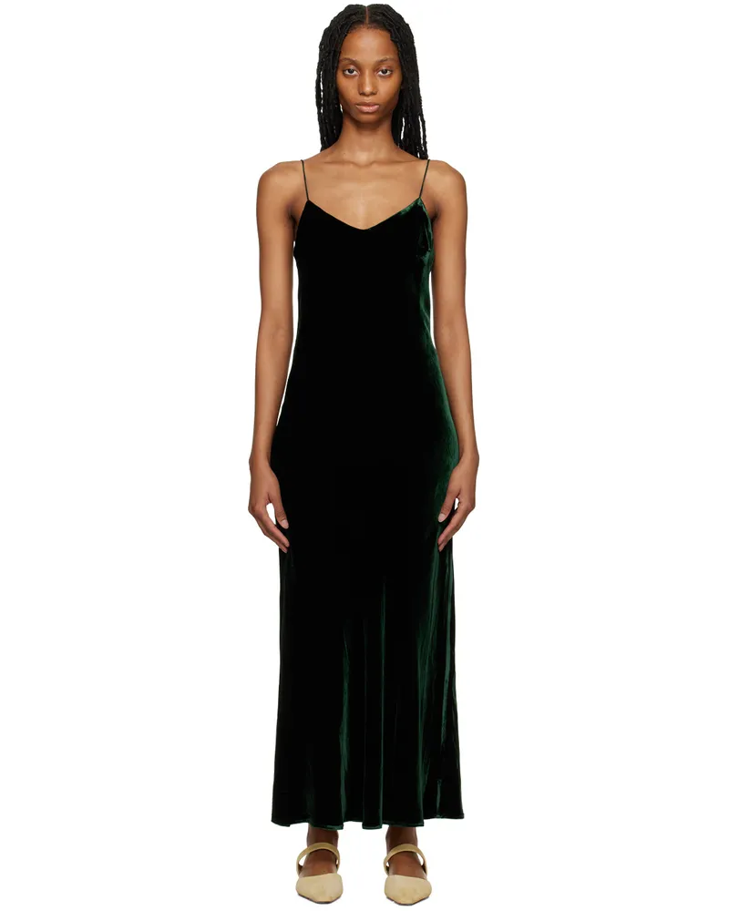 ASCENO Green Lyon Maxi Dress Pine