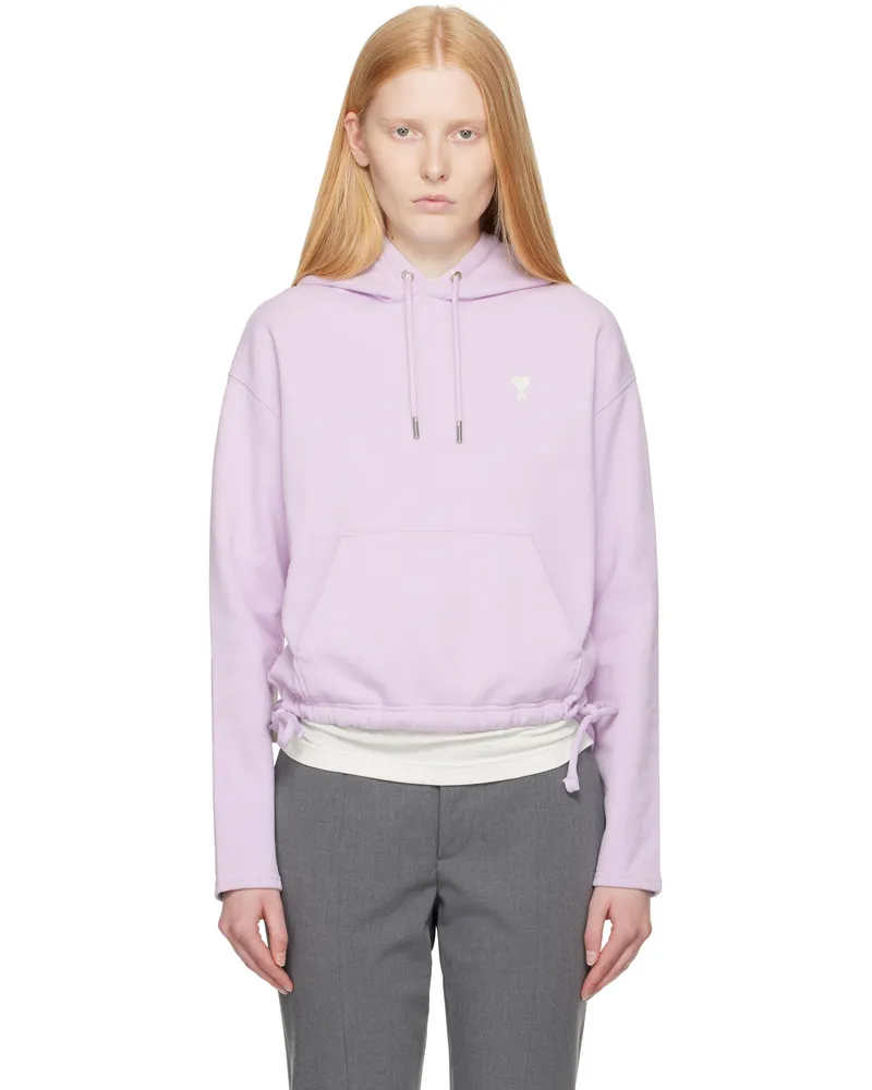 AMI Paris Purple Cotton Ami de Coeur Hoodie Lilac