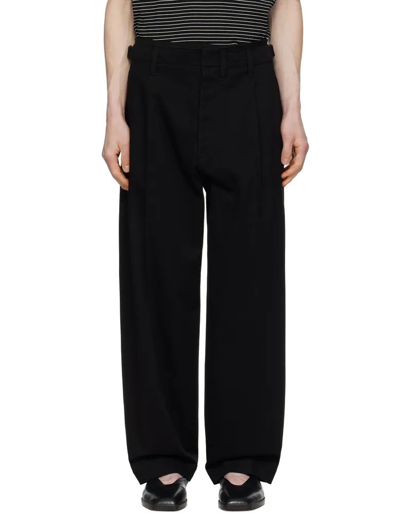 Christophe Lemaire Black Pleated Carrot Trousers Bk999
