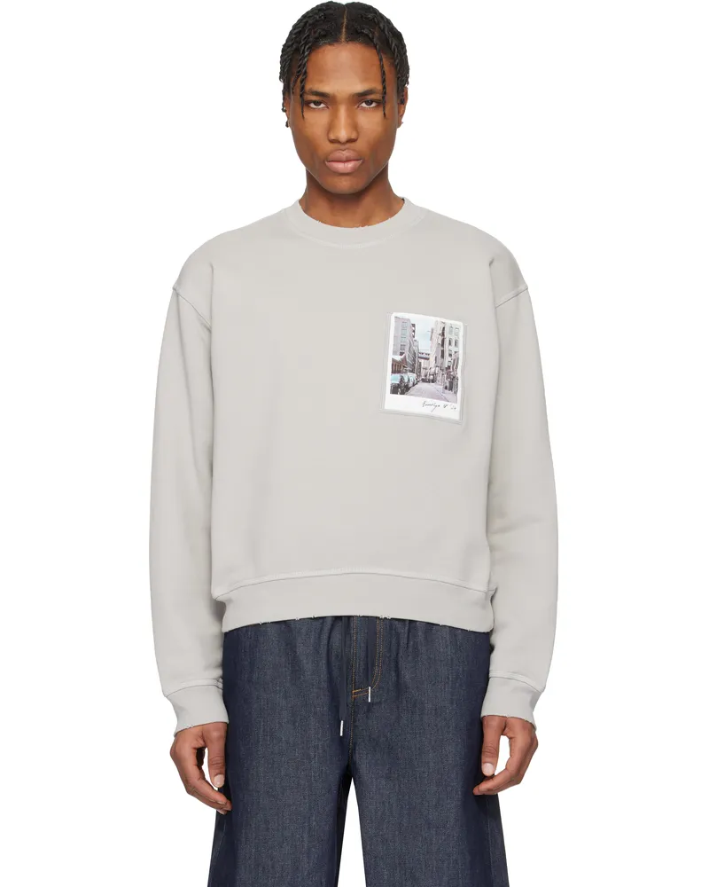 Helmut Lang Gray Dumbo Postcard Crewneck Sweatshirt Heather